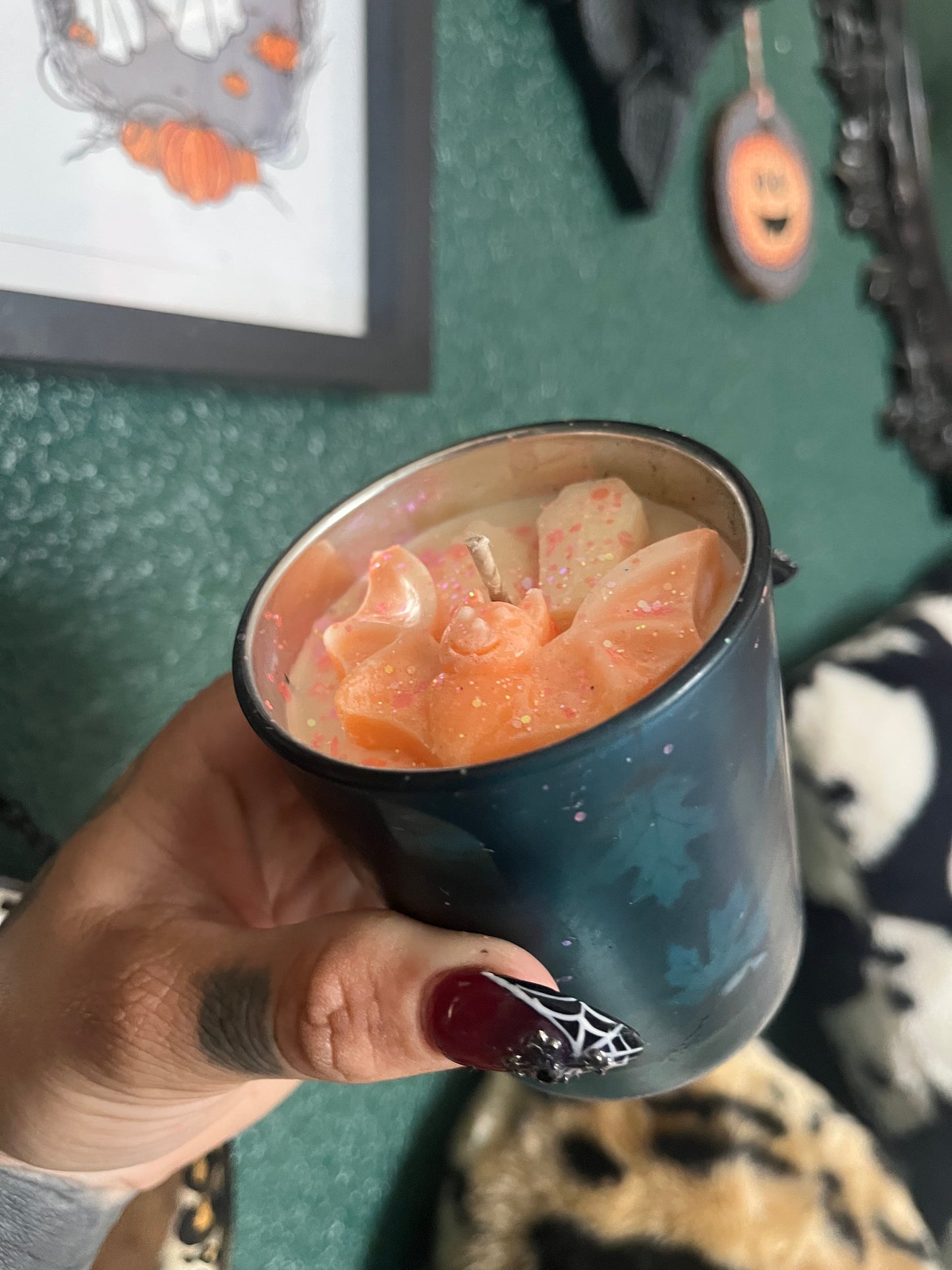 Caramel Pumpkin One Kind Bat Candle