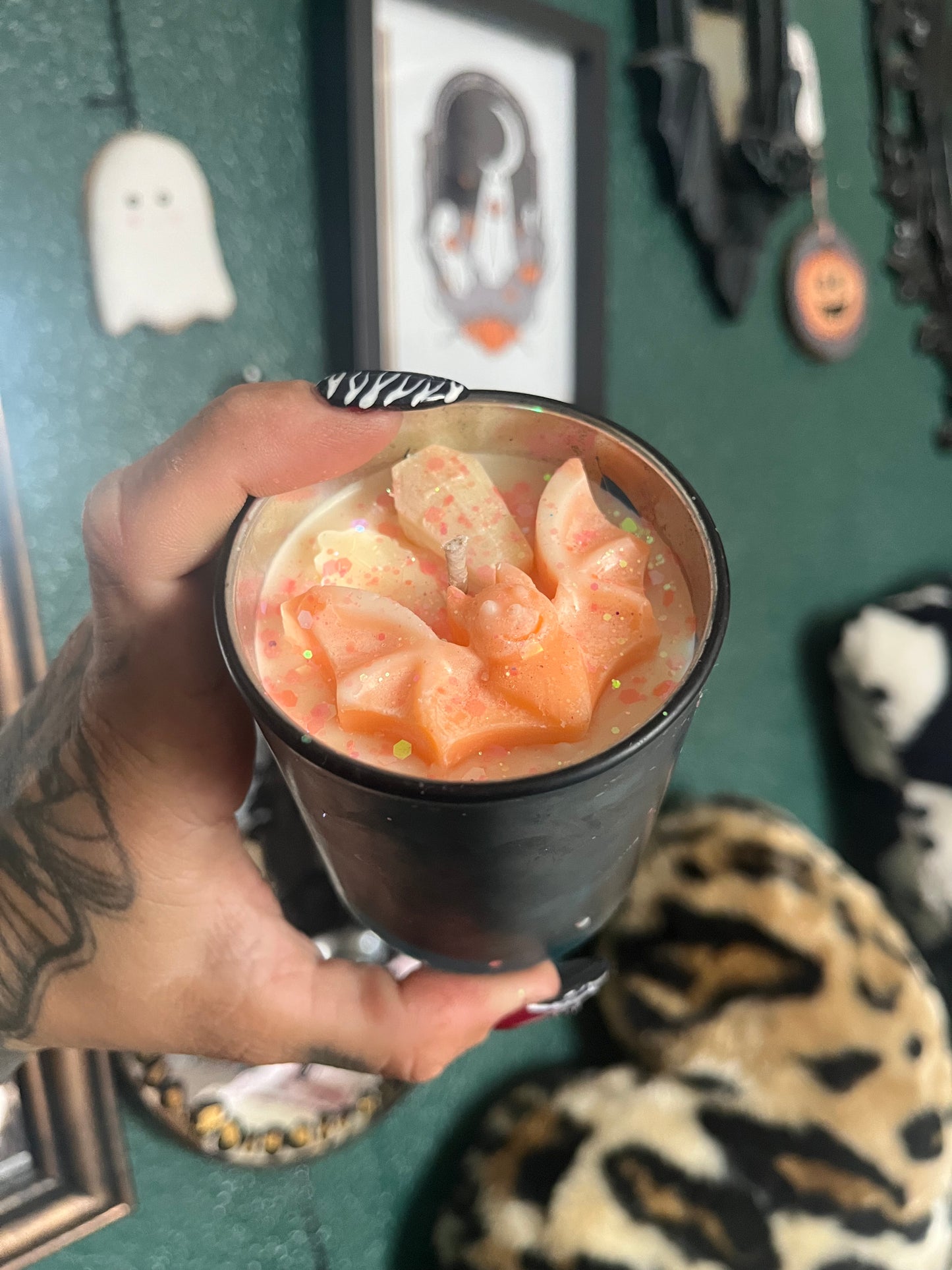 Caramel Pumpkin One Kind Bat Candle