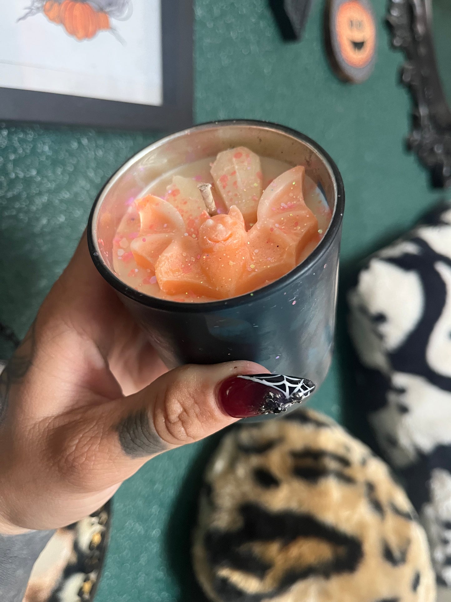 Caramel Pumpkin One Kind Bat Candle