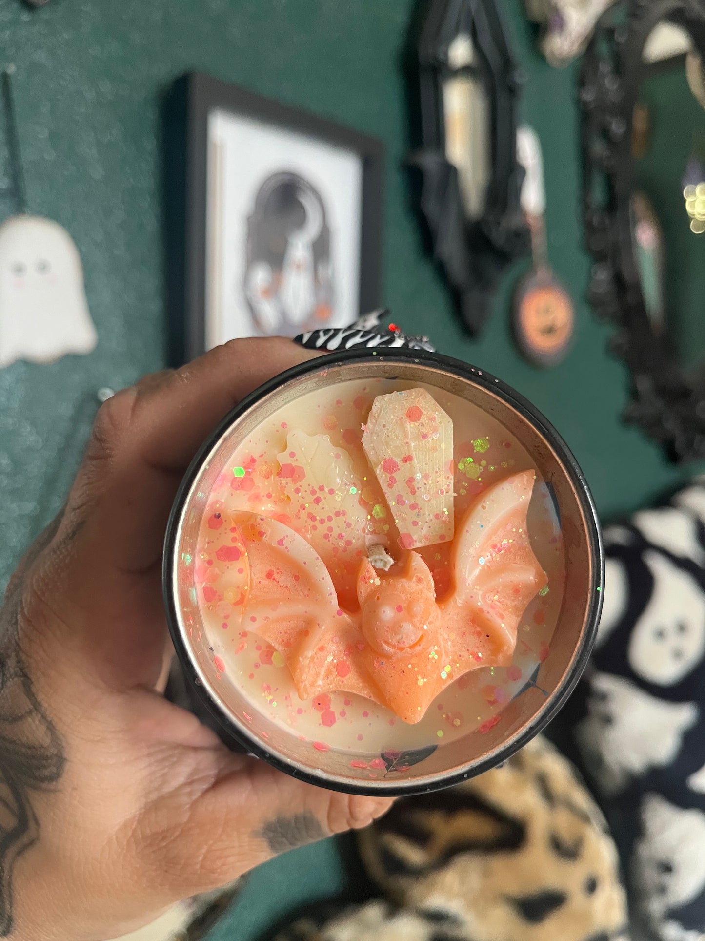 Caramel Pumpkin One Kind Bat Candle